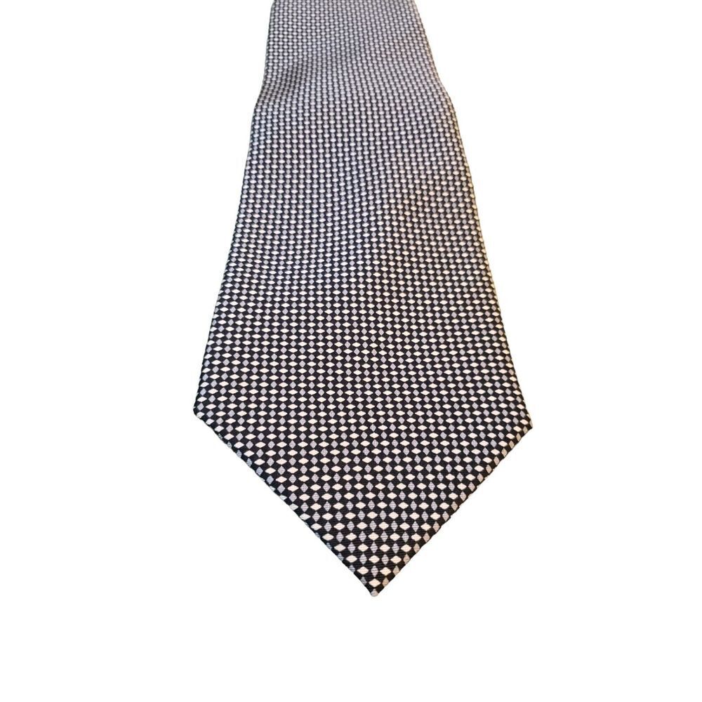 ROBERTA BALDINI 100%‎ Silk Tie Handmade Blues White Necktie Geometric Pattern